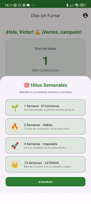Días sin Fumar, Crea un hábito Screenshot 1