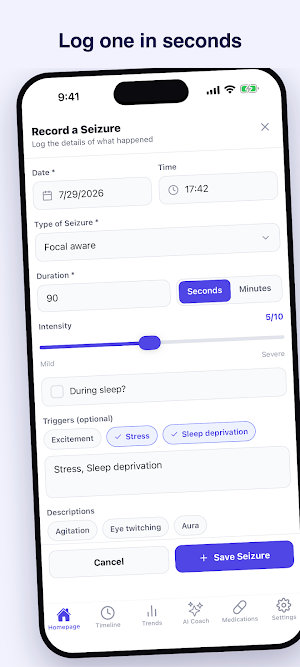 Epilepsy Mate: Seizure Diary Screenshot 1