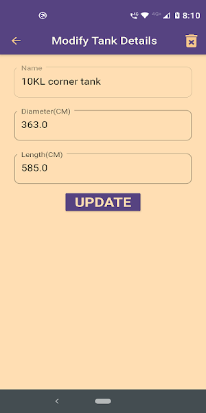 Fuel Tank volume calculation using dip scale Screenshot 2