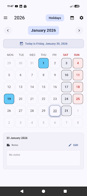 US Calendar 2026 Screenshot 0