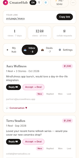 CreatorHub: Bio Link & Deals Screenshot 2