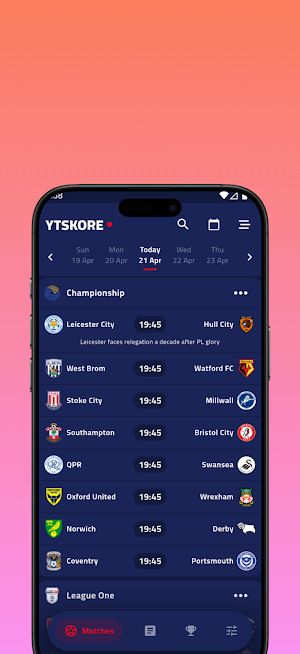 YTSKORE : Soccer Live Scores Screenshot 1