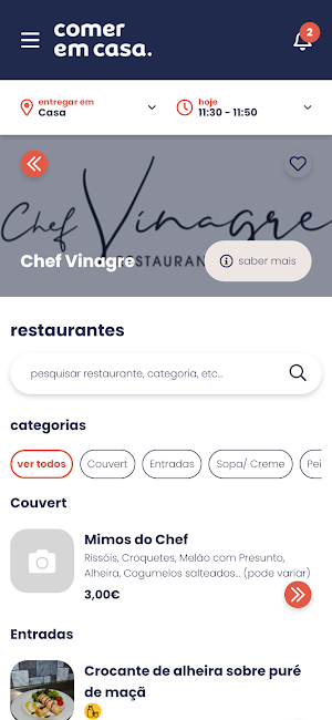 Comer em Casa. Screenshot 1