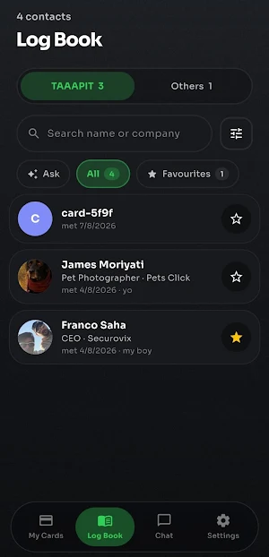 TAAAPIT: Digital Business Card Screenshot 1
