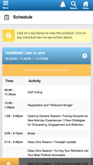 NE/SAE Events Screenshot 1