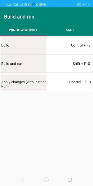 Android IDE keyboard shortcuts Screenshot 3