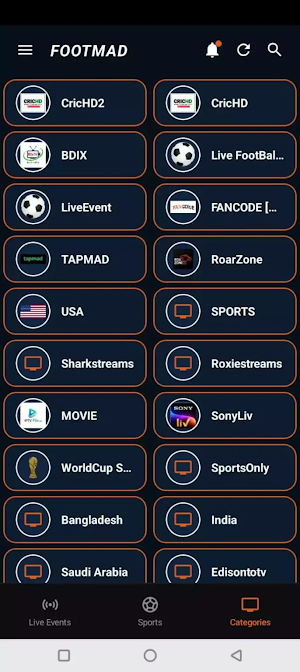FootMad: Live Sports Streaming Screenshot 0
