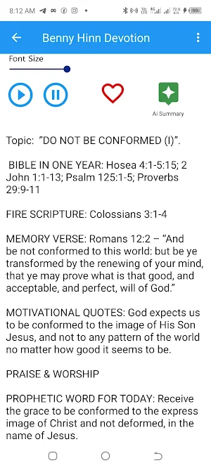 Benny Hinn Devotional Screenshot 1
