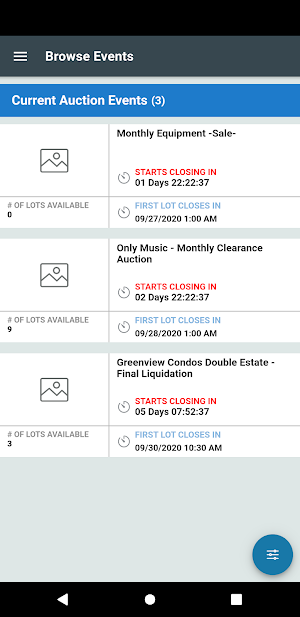 AuctionWorx Events Demo Screenshot 2