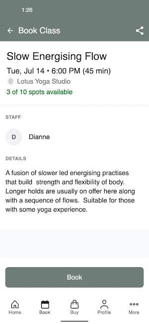 Lotus Yoga Studio Screenshot 2