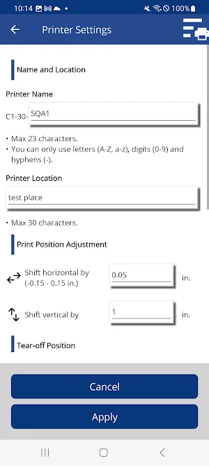 PDC Printer Application Screenshot 2