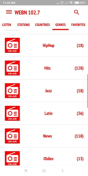 WEBN 102.7 Screenshot 1