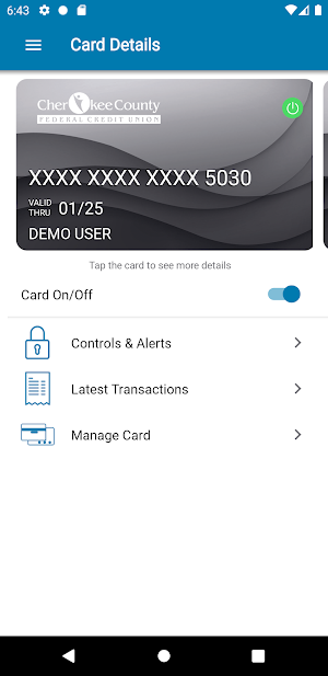 CCFCU CardNav Screenshot 0