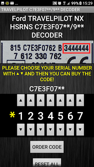 Travelpilot C7E3F07** C7E3F09** Radiocode Decoder Screenshot 2