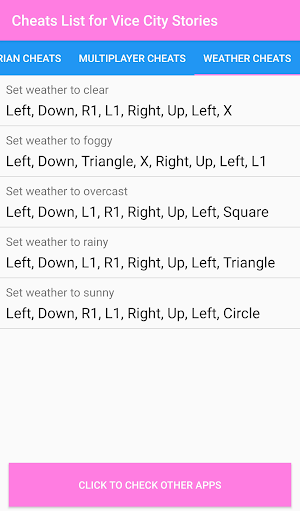 Cheat Codes for VCS Screenshot 3