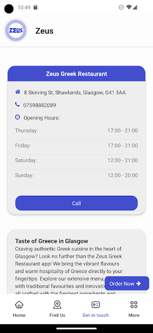 Zeus Greek Restaurant Screenshot 1