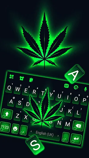 Neon Cannabis Keyboard Background Screenshot 1