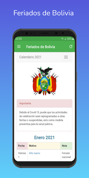 Feriados de Bolivia 2021 Screenshot 0
