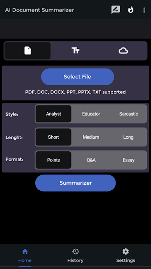 AI Document & Text Summarizer Screenshot 0