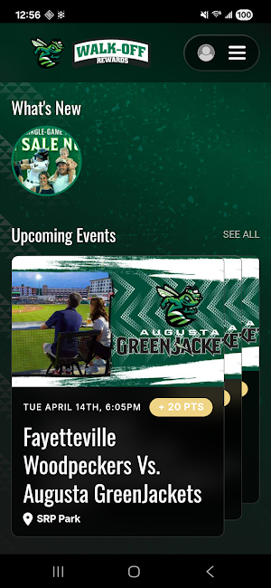 GreenJackets Walk-Off Rewards Screenshot 1