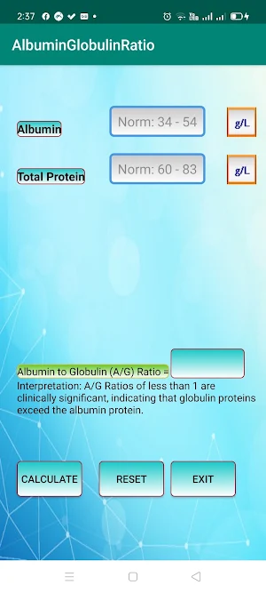 AlbuminGlobulinRatio Screenshot 1