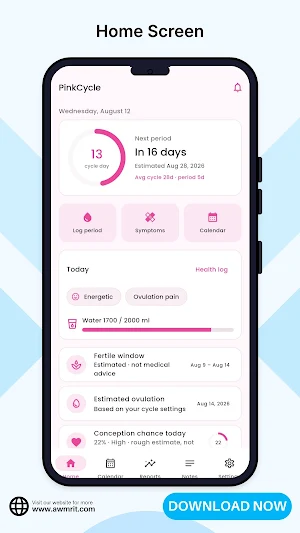 PinkCycle - Period Tracker Screenshot 0