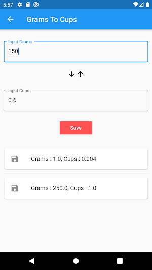 Grams To Cups Converter Screenshot 2