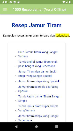 1000+ RESEP JAMUR Versi Offlin Screenshot 3