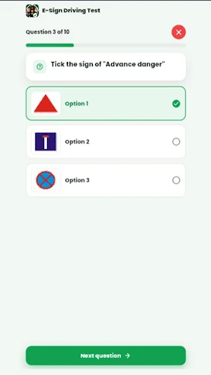 E-Sign Driving Test Screenshot 2