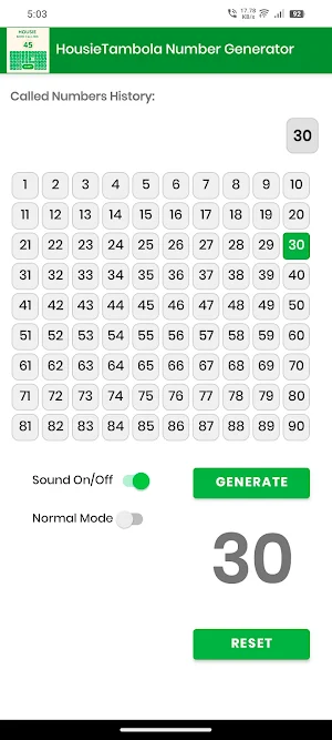 Housie Number Generator Screenshot 2