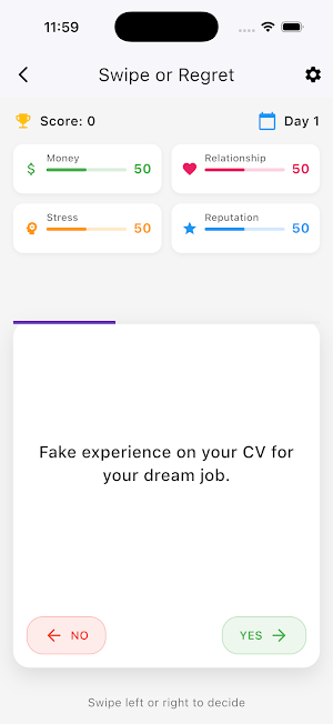 Swipe or Regret Screenshot 1
