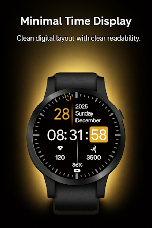 Modern Minimal Digital Watch Screenshot 0