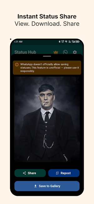 Status Hub: Save, Chat, Repost Screenshot 1