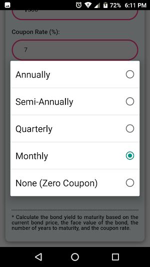 Bond Yield to Maturity Calculator Screenshot 2