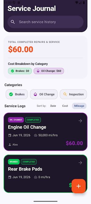 Service Journal Screenshot 3
