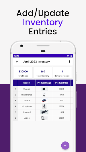 Inventory Spreadsheet Screenshot 0