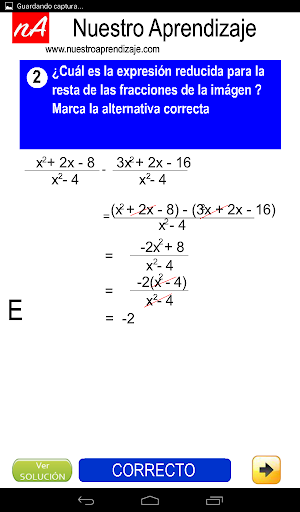 Sumar expresiones fraccionarias igual denominador Screenshot 3