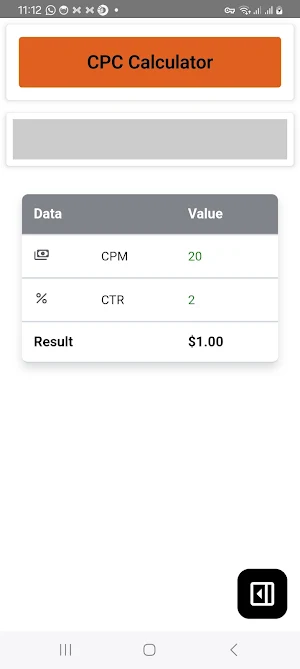 Cost Per Click Calculator Screenshot 3