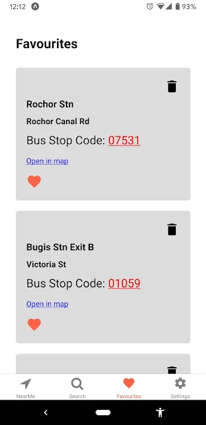 Singapore Bus Arrival Screenshot 2