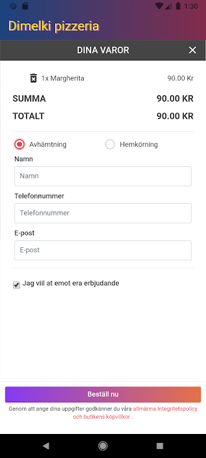 Dimelki Pizzeria Screenshot 2