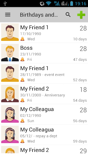 Birthdays & Other Events Reminder Screenshot 0