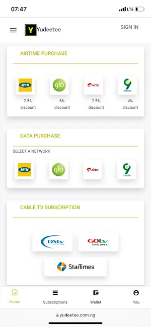 Yudeetee Cheap data, airtime,electricity and cable Screenshot 1
