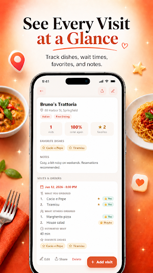 Restaurant Tracker: Food Log Screenshot 1