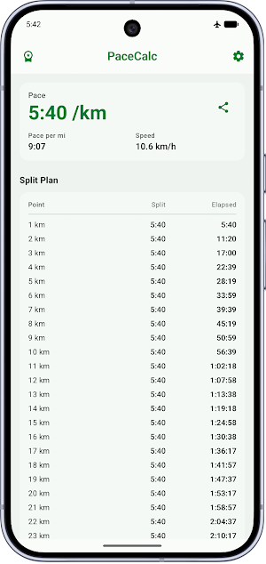 Running Pace Calculator Screenshot 3
