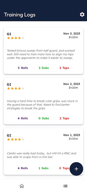 BJJ Notes Progress Tracker App Screenshot 1