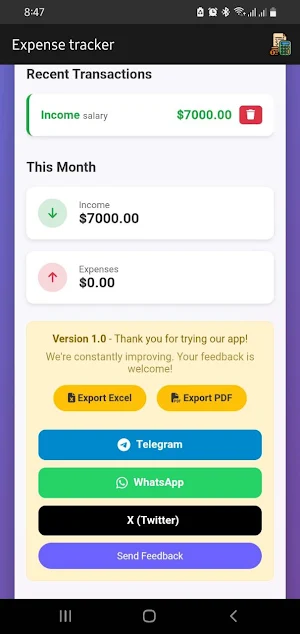 B8R-Expense tracker Screenshot 2