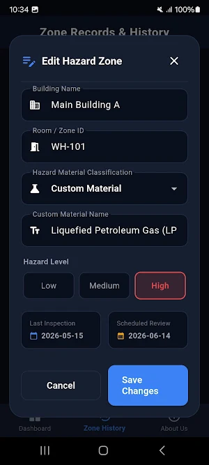Hazard Zone Tracker Screenshot 2
