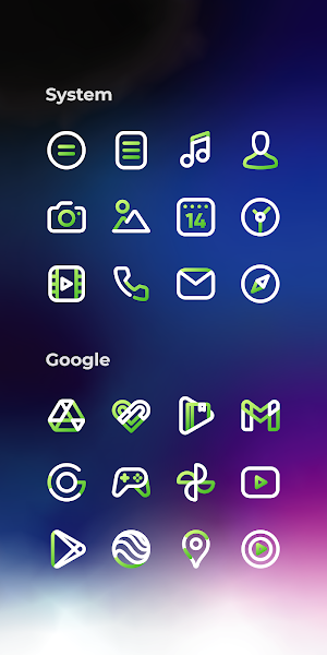 Aline Green Icon Pack - Linear White & Green Icons Screenshot 3