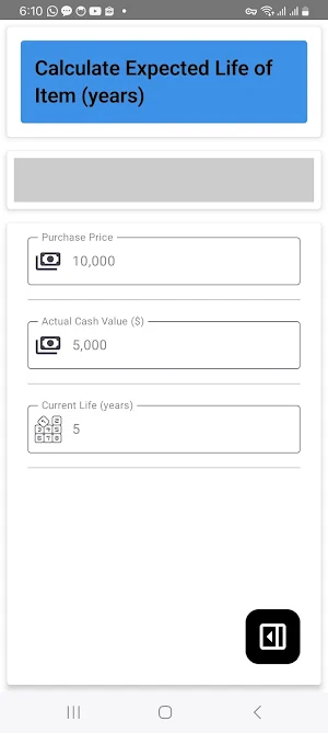 Actual Cash Value Calculator Screenshot 1