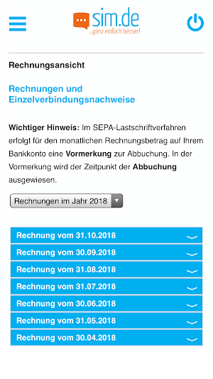 sim.de Servicewelt Screenshot 1